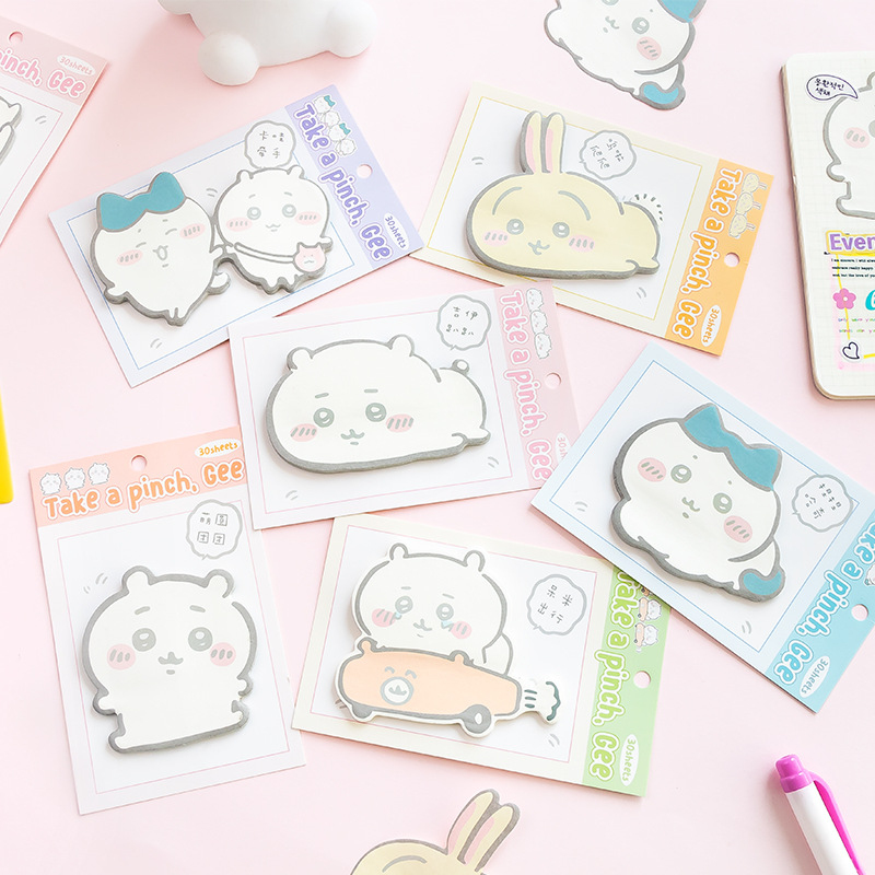 Memo Pad Sticky - กระดาษโน้ตรูปชิคคาว่าน่ารัก 30 แผ่น สมุดบันทึกการ์ตูน กระดาษโน้ตแบบมีกาวในตัว สำหรับเด็ก