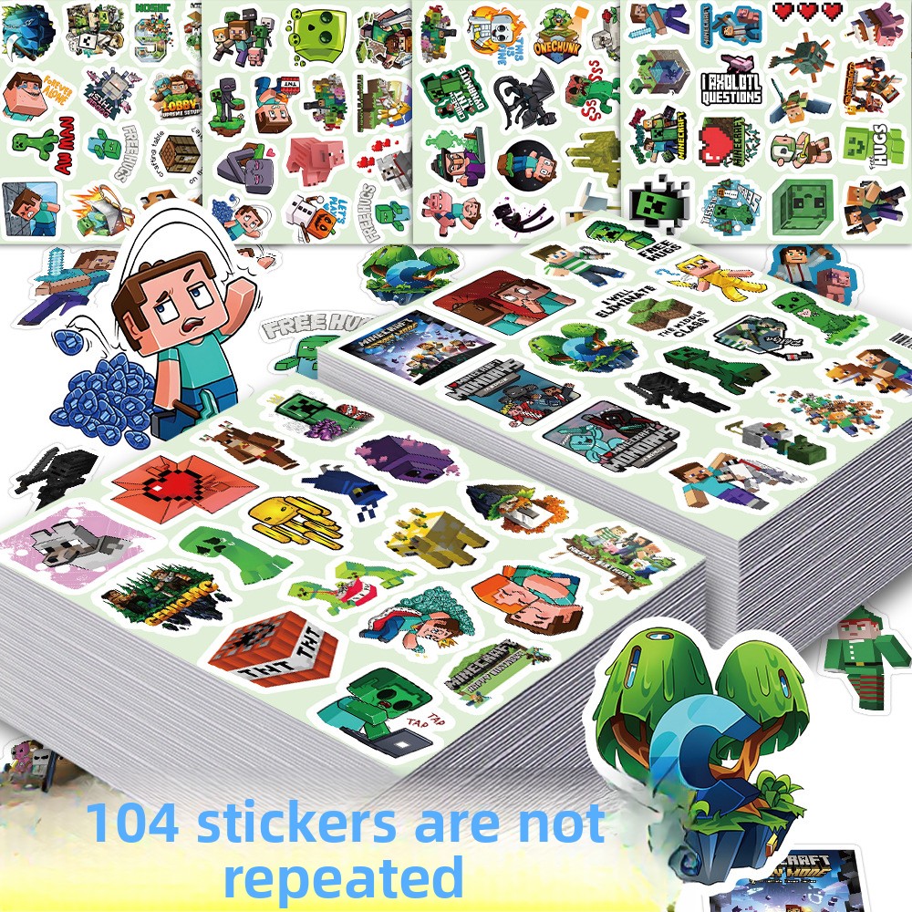Memo Pad Sticky - สติ๊กเกอร์ Minecraft 104 ชิ้น ลายครีปเปอร์ ดาบ