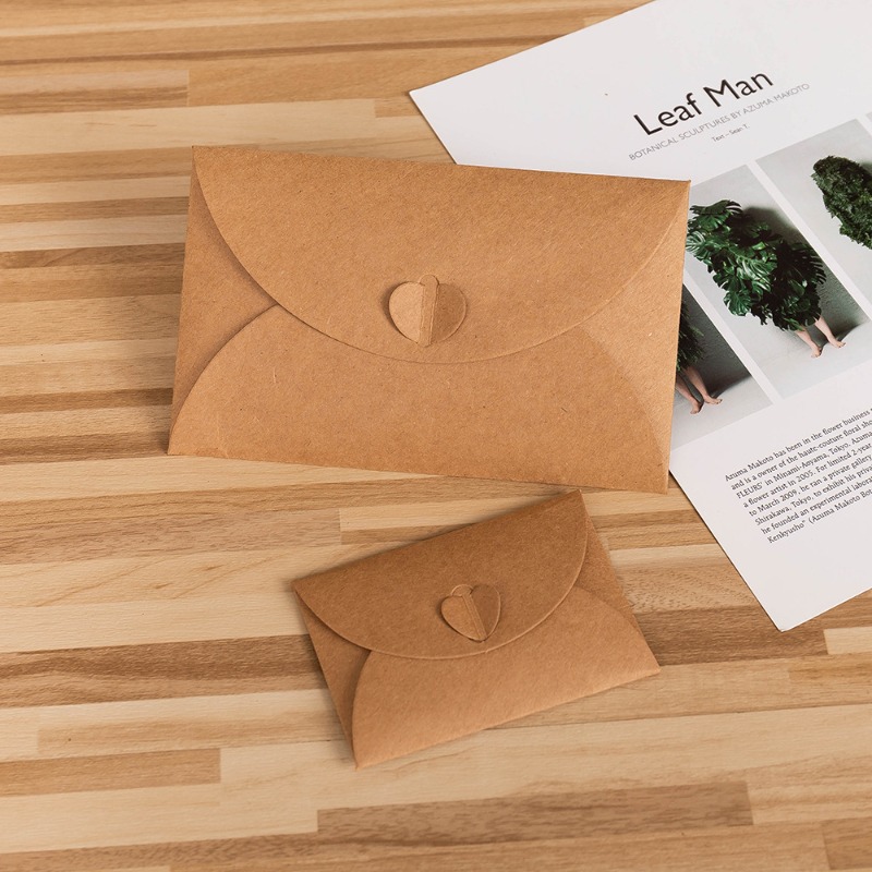 Letter Envelope Kraft - 10 ชิ้นซองกระดาษคราฟท์ลายหัวใจสีทองซองจดหมายโรแมนติกสไตล์วินเทจสำหรับการ์ดอวยพรจดหมายรักโปสการ์ดการ์ดจัดเก็บ