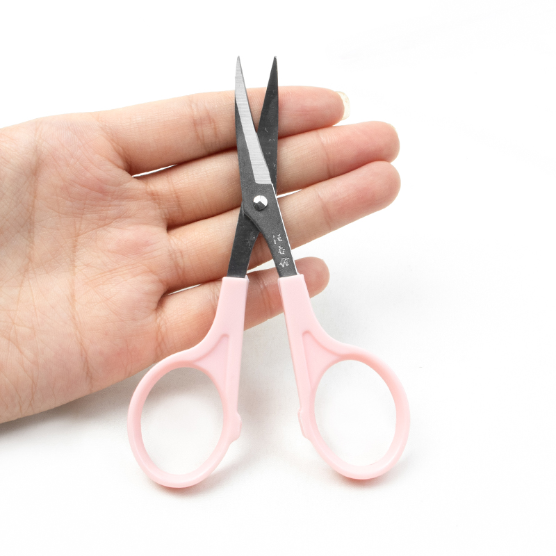 Scissors Stainless Craft - ชุดอุปกรณ์จัดส่งและติดตั้ง กรรไกรขนาดเล็กสีชมพู หัวตัดโค้ง สแตนเลส สำหรับงานตัดเย็บและงานฝีมือ DIY
