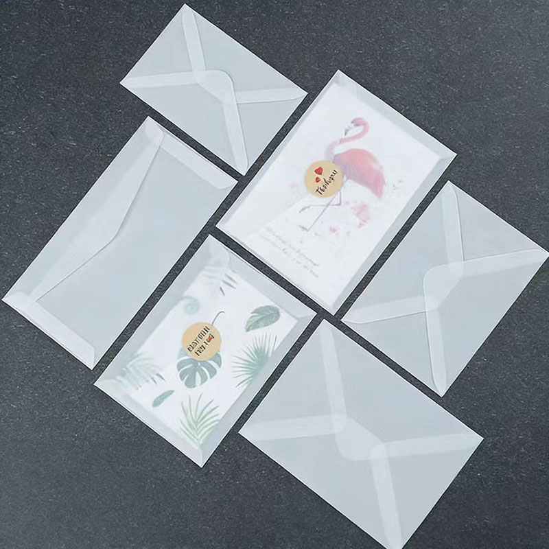 Letter Envelope Kraft - 50 ชิ้น ซองจดหมายเปล่าโปร่งแสง ขนาดต่างๆ สำหรับโปสการ์ด จดหมายข้อความ