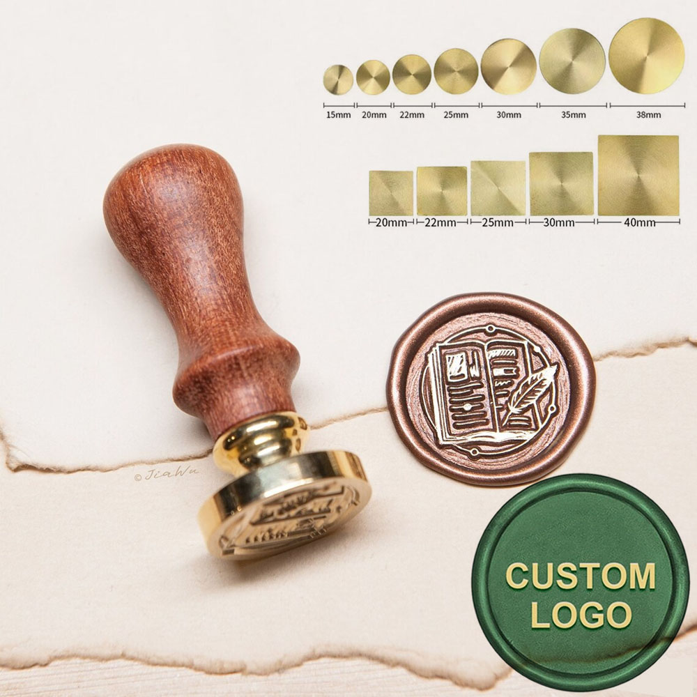 Wax Seal Stamp Kit - หัวประทับตราขี้ผึ้งแบบกำหนดเองพร้อมโลโก้ของคุณ ตราประทับขี้ผึ้งส่วนตัว โลโก้แบบกำหนดเอง ขนาด 25/30/40/50/60 มม.