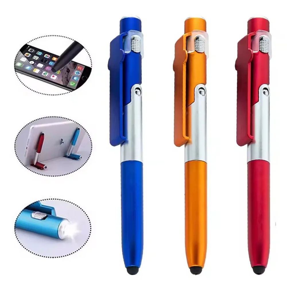 Stationery Supply - ที่วางโทรศัพท์แบบพับได้อเนกประสงค์ 4-in-1 ปากกาลูกลื่น ไฟกลางคืนในตัว อุปกรณ์เขียนแบบพกพา อุปกรณ์เครื่องเขียนอเนกประสงค์