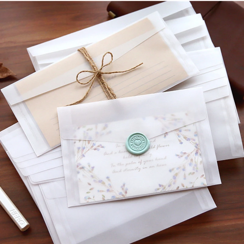 Letter Envelope Kraft - ซองกระดาษโปร่งแสงสำหรับงานแต่งงาน A5 A6 ใส่กระดาษกรดซัลฟิวริก
