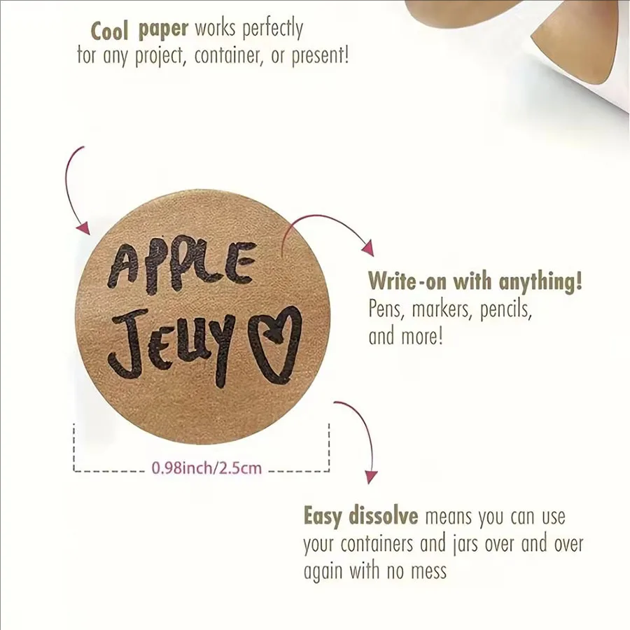 500 PCS/1 ม้วน,kraft รอบ Self- - Sticker Label Roll บทวิจารณ์และราคา